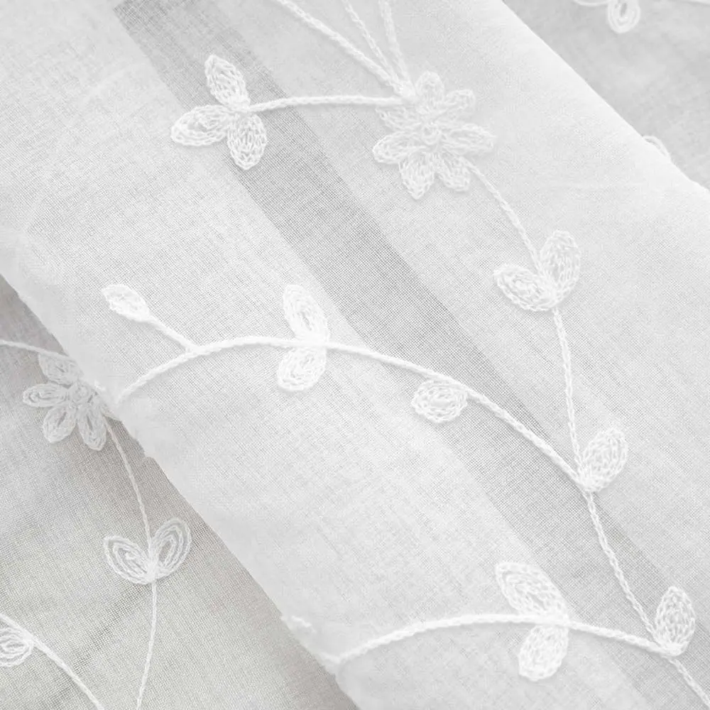 Embroidered Window Screen, 2 Counts/set Simple Tulle for Living Room and Bedroom Decoration, Shading Curtains for Tea Room, Study and Kitchen