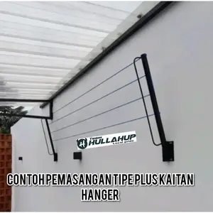 JEMURAN BAJU TEMPEL DINDING 4 LOBANG FREE DYNABOLT DAN TAMBANG 10 METER Besi Tahan Karat Dapat dilipat