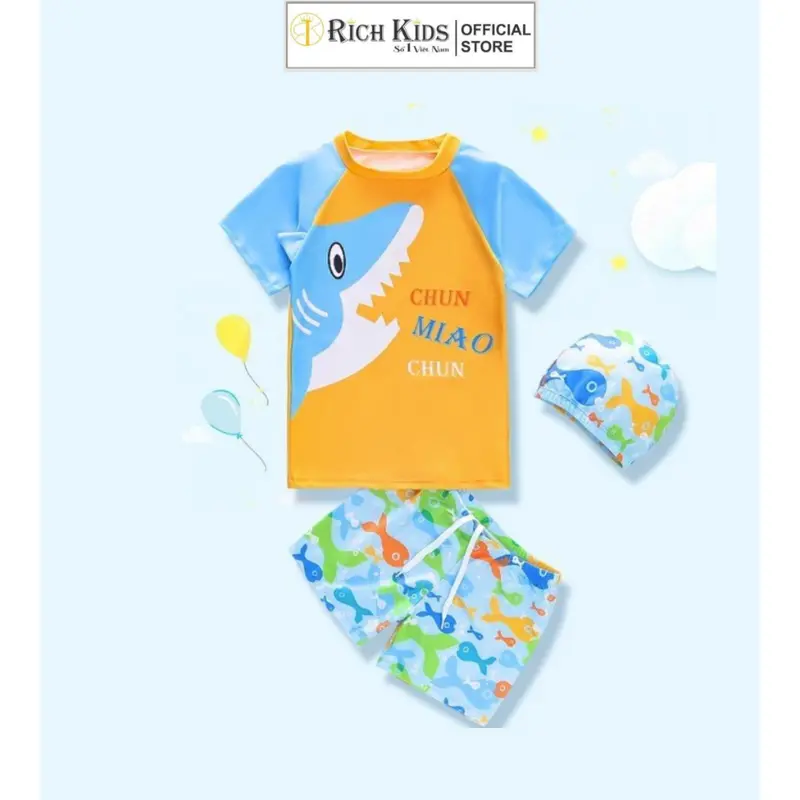 Bộ Đồ Bơi Rời Cho Bé Trai Hãng Richkids In Hình Cá Mập Dễ Thương 3