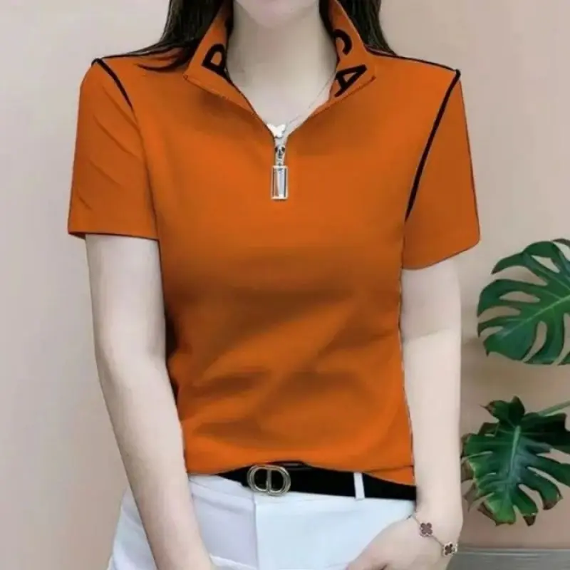 Áo Phông Nữ, Ngắn Tay, Hàng Mới Về Mùa Hè, Áo Polo Giấu Kín, Thường Ngày Và Dễ Phối Đồ Dáng Rộng Vừa Vặn, Thời Trang, Áo Nữ 7