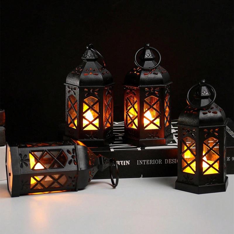 Moroccan LED Candle Light, Vintage Lantern Ornament, Decorative Night Light, Farmhouse Decoration, Wedding Table Center, Battery Included 9