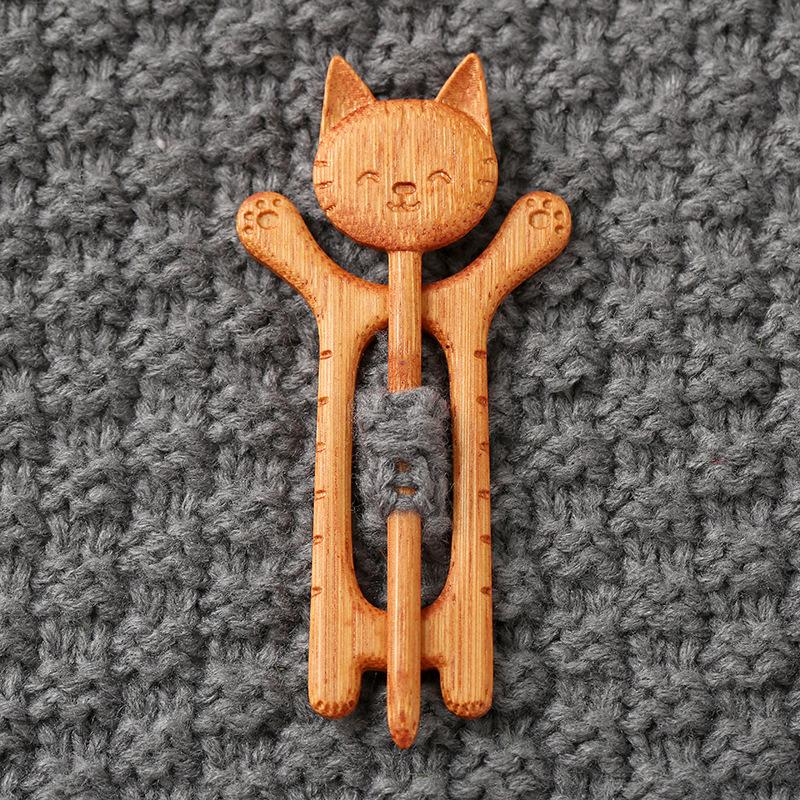 Product Introduction of Fashion Hot Sale Wooden Brooch Shawl Cardigan Sweater Collar Shrink Fixed Pin Niche Cute Animal Cartoon Brooch 1