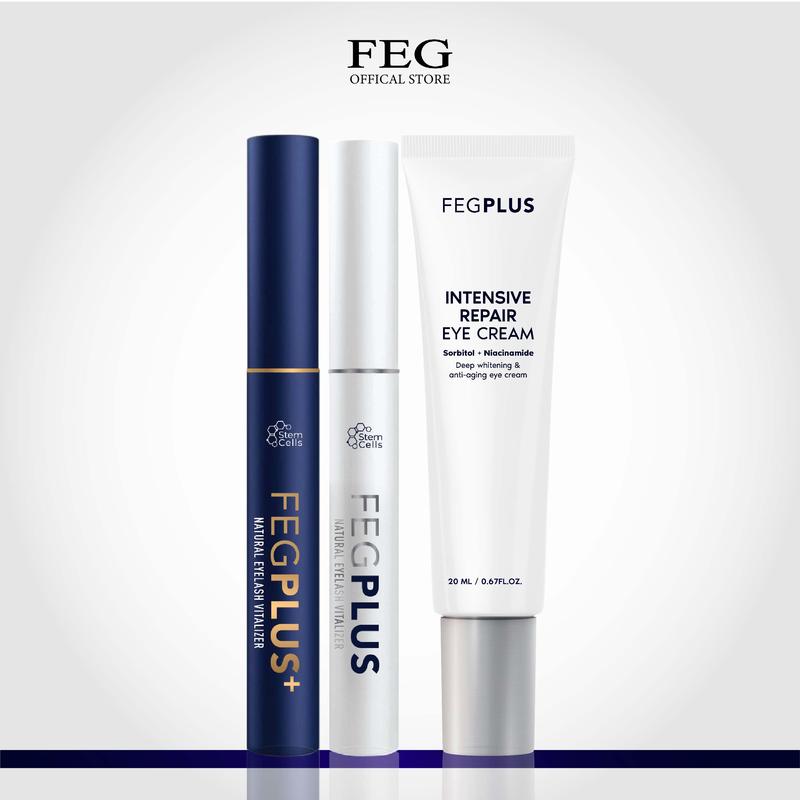 Combo Serum Dưỡng Mi FEG Plus Stem Cells ngày, đêm và kem mắt FEG Plus không chứa Prostaglandins gây thâm mắt giúp mi dài và cong (5ml/lọ) Chuốt Mi