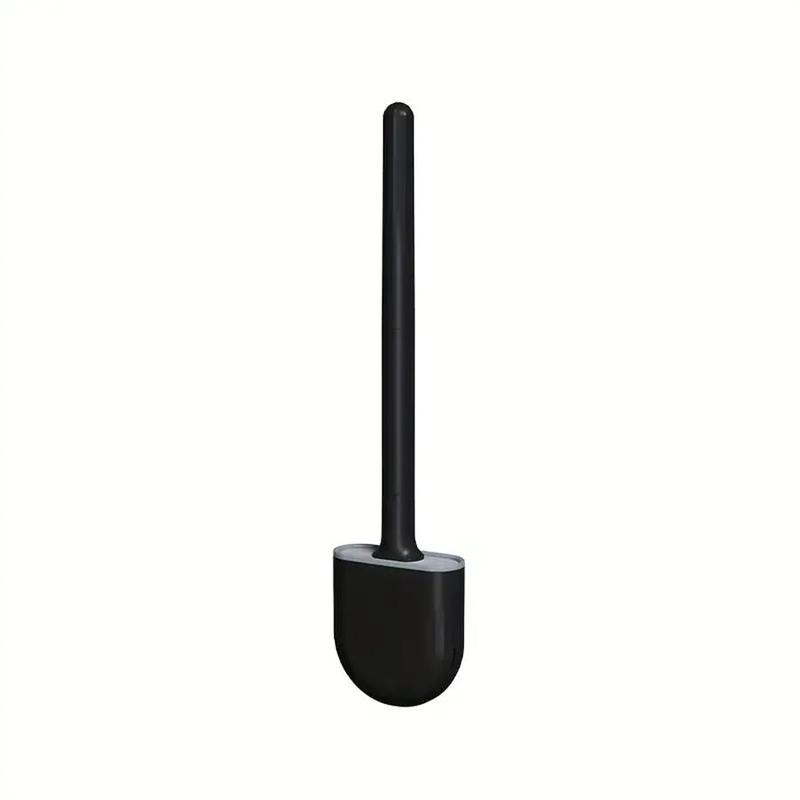 Product Introduction of Silicone Toilet Brush with Holder, 1 Count Wall Mounted Punch Free Toilet Brush with Handle, Bathroom Cleaning Tool, Bathroom Supplies 2