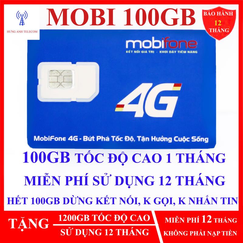  Sim 4G Mobifone 12 THÁNG 100GB MỖI THÁNG  có ESIM  không cần nạp TIỀN. HƯNG ANH TELECOM 