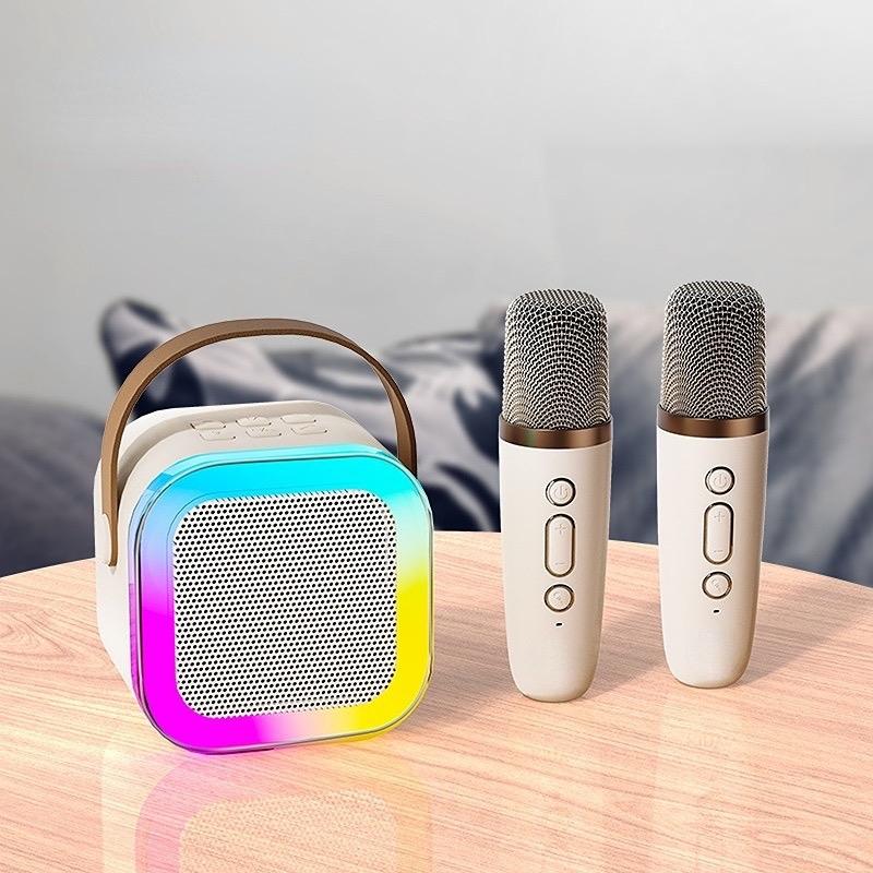 Loa karaoke mini k12,tặng 2 mic và cap sạc công suất 10W,dung lượng 3000,tích hợp USB,thẻ nhớ,sạc nhanh AU 3.5.nghe nhạc ,hát karaoke rất hay,âm thanh to rõ hút giọng tốt. Củ Loa