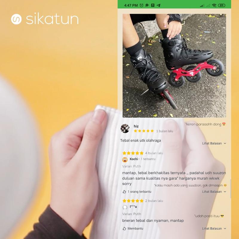 Kaos kaki sport / olahraga tebal hitam putih panjang sebetis - athletic midcalf crew socks - SIKATUN 1