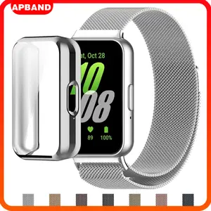 TPU Case Milanese Loop Strap for Samsung Galaxy Fit 3 Strap Magnetic Stainless Steel Metal Band With Soft Bumper Screen Protective Cover Anti Gores Accessories Tali Jam Tangan Smartwatch for Samsung Fit 3