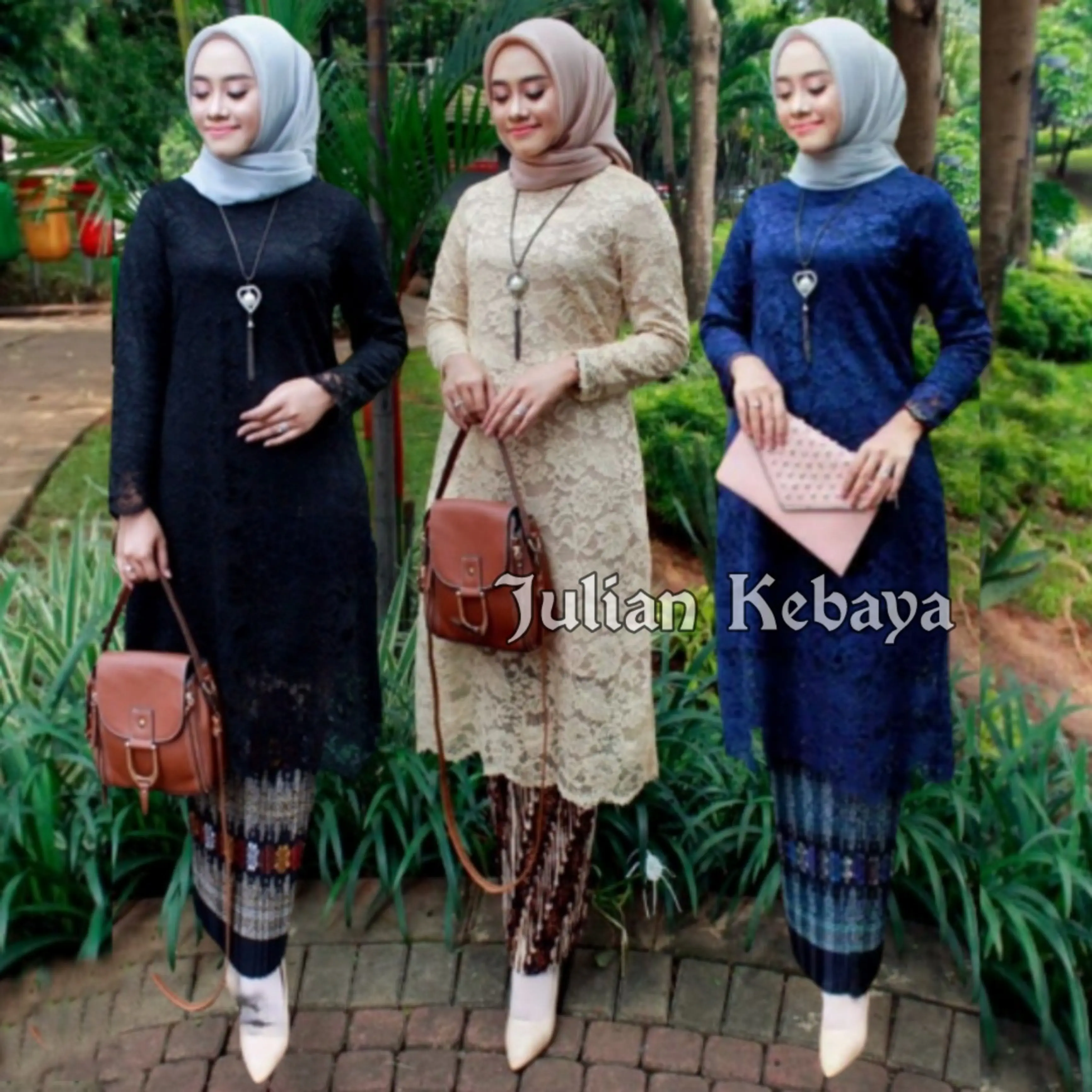 Setelan Kebaya Brukat Tunik Modern Jumbo LD 120cm Baju Brokat Batik Dress Wanita  Kondangan Atasan Pesta Wisuda Lamaran Remaja Panjang