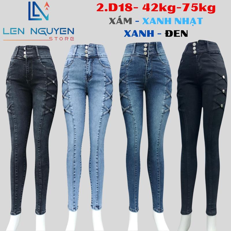 Product Introduction of 2.D18 [ Lên Nguyễn Store ] Quần Jean (Bò) Nữ, Lưng Cao 3 Nút, Dài 95-97cm, Size 42kg-75kg, Thiết Kế, Màu Xám, Xanh, Ống Ôm, Co Giãn, Mền Mịn, Bigsize, Hotgirl, Mang Phong Cách Năng Động, Trẻ Trung, Tự Tin, Dễ Phối Đồ, Skinny. Women 20