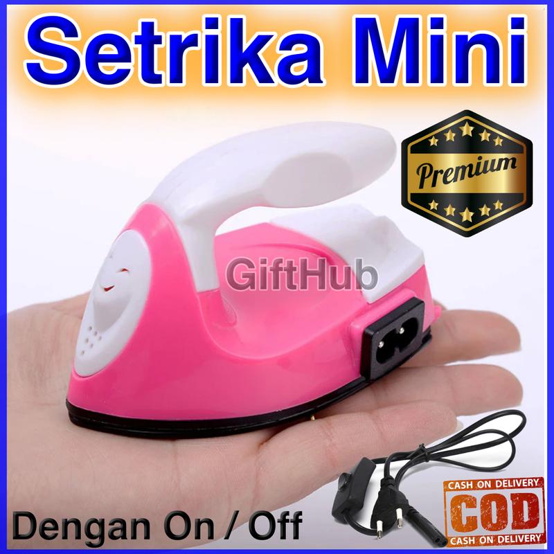 Setrika Mini Seterika Kering Baju Pakaian Celana Mini Dry Iron Quick Heat Listrik Ukuran Kecil Micro Travel 300 Watt Colokan Indo High Quality Alat Elektronik Rumah Tangga Portable Merapikan Pakaian Multifungsi Kabel 1