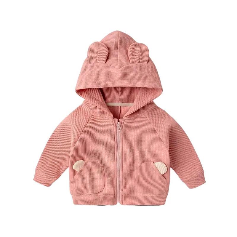 Mới | Áo khoác kiểu tai gấu cute và  khủng long chất vải tăm tổ ong cho bé 8-18kg Polo Voi Kem