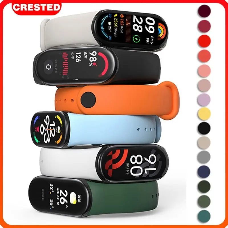 Dây Đeo Cổ Tay Thể Thao Silicone Mềm Cho Mi Band 9 8 NFC Xiaomi MiBand 8 9 Dây Đai Mềm