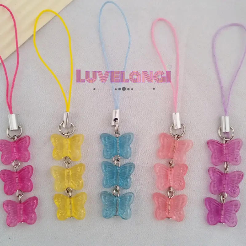 (3 Kupu) Strap hp manik / phone charm minimalis / gantungan hp manik-manik Plastik 3