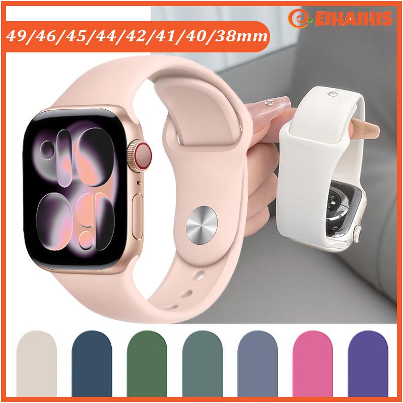 Tali Jam Tangan Sport Silicone Strap for Apple Watch Strap SE Ultra 3 2 Series 11 10 9 8 7 6 5 4 3 IWatch 49mm 46 45 44 42 41 40 38mm Soft Replacement Rubber Band Accessories for Smartwatch I8 S10 S8 S9 Pro Max T900 T800 Ultra 8 MAX 9 PRO S20 T500