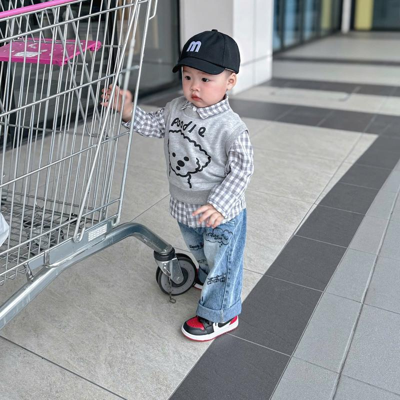  Set Quần Bò Áo Sơ Mi Áo Ghi Lê In Hình Cún Cực Xinh Cho Bé Trai NghesHouse CB3MD 