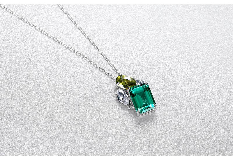 Product Introduction of European and American Style Necklace S925 Silver Pendant Women's Cross Car Chain Emerald Fashion Elegant Jewelry 4