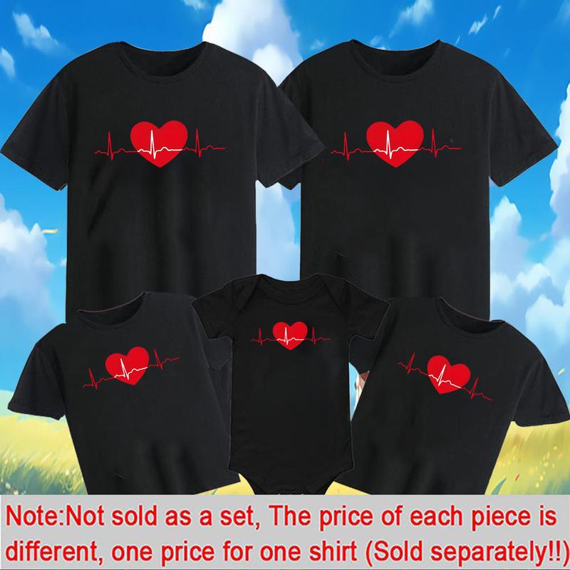 Product Introduction of Tshirt Father Mother Kids Daughter Family Look Outfits Summer Family Matching Clothing Love Me Black/White Parent Child Tees Baby Jumpsuit 49