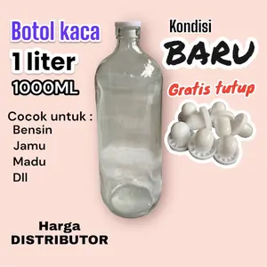Botol kaca 1000ml 1 liter botol bensin botol jamu
