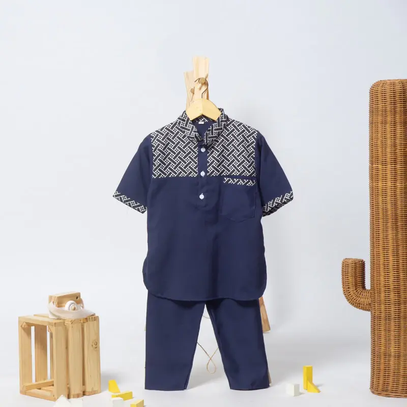 DAPAT 3 SETEL SETELAN BAJU KOKO ANAK MOTIF BATIK TERBARU BAHAN KATUN POLY PREMIUM 1-10 TAHUN Koko Anak Laki-laki 5