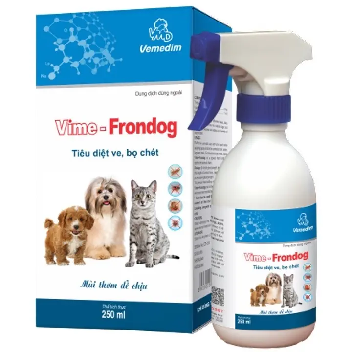 Xịt Vime Frondog diệt ve rận bọ chét trên cún mèo chai 250ml