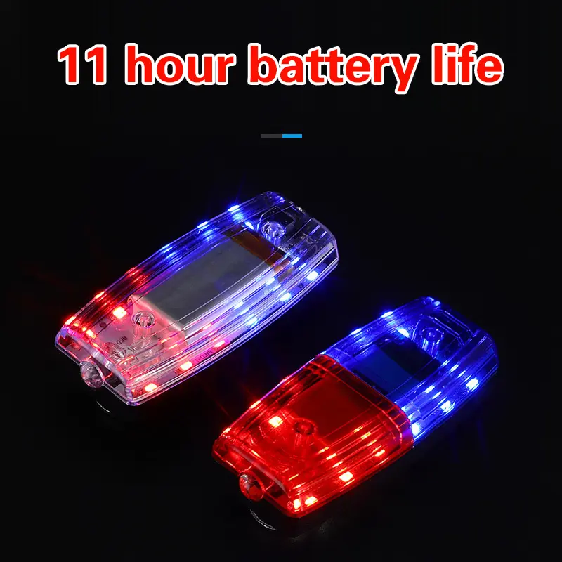 Đèn LED cảnh báo vai, màu đỏ và xanh lam, đèn kẹp vai, để bảo vệ công nhân vệ sinh, báo động tuần tra an toàn, đèn nhấp nháy tín hiệu 1