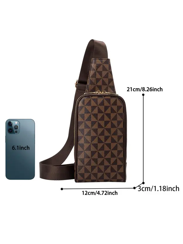 Women's Fashionable Geometric Pattern Fanny Pack, Casual Versatile Zipper Chest Bag for Daily Used, Trendy All-match Sling Bag 1