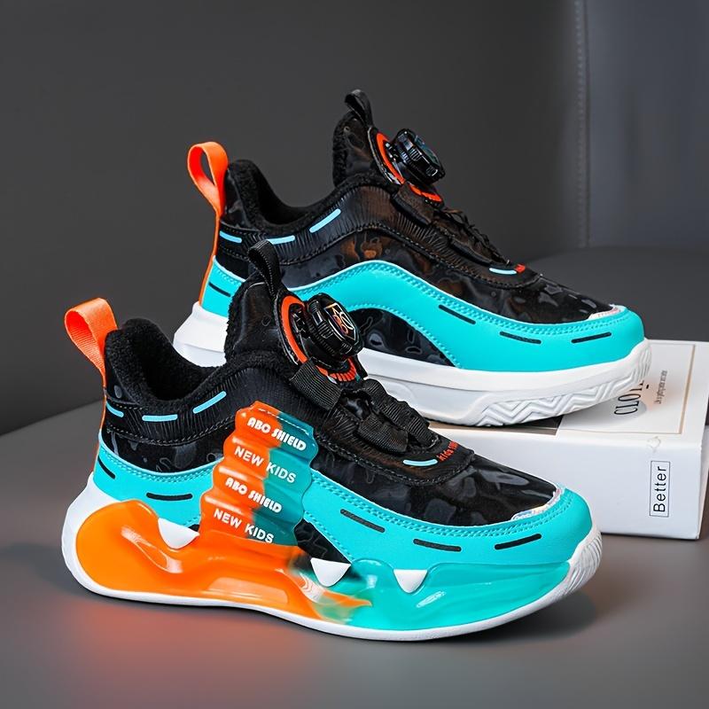Youngsters' Vibrant Athletic Sneakers - Breathable & Non-Slip, Mid-Top with Hook-and-loop Fastener Strap, Colorful Cloud Pattern & Letter Design, Durable EVA Sole, Perfect for All Seasons, Girls Shoes 3