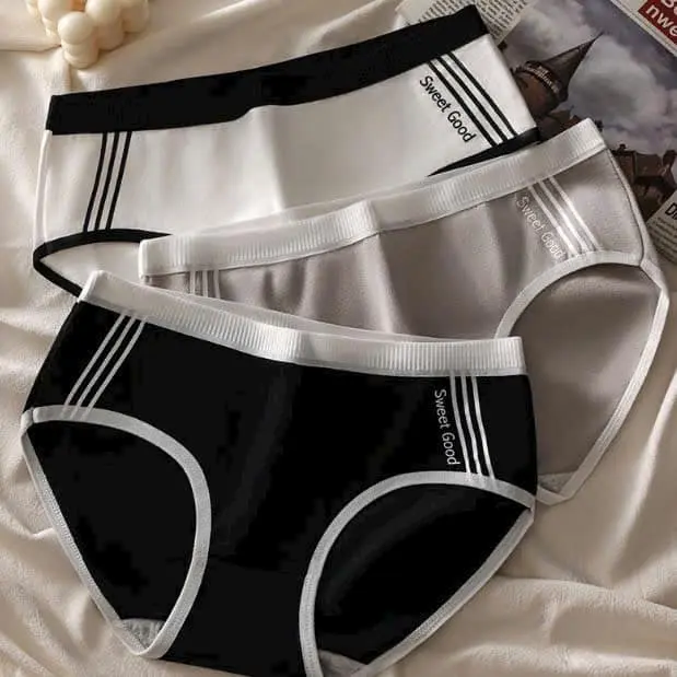 set 10 quần lót cotton nữ thiết kế họa tiết chữ sweet sọc và họa tiết gấu cute mềm mát Women Sọc Kẻ Thun 1