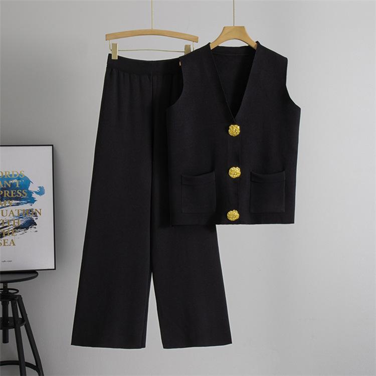 Product Introduction of New summer women's wear in 2025: a fashionable set consisting of a knitted vest with golden buttons and a midi skirt, and a homewear package. Clothes Womenswear 6