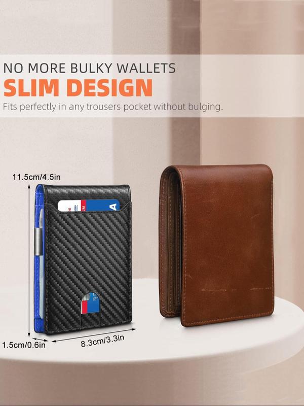 Men's Business Minimalist Fashion Bifold Wallet, Simple Plain Thin Multifunction Credit Card Holder, Trendy Rfid Wallet for Work & Daily Use As Gift for Men 6