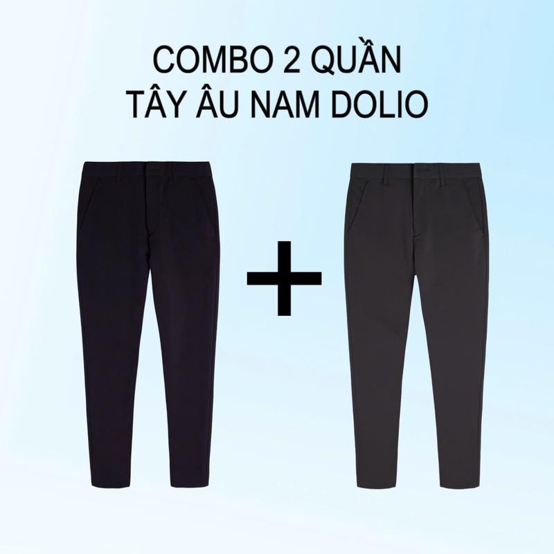 [COMBO 2] Quần Tây Âu Nam DOLIO Phom Thiết Kế, Ống Côn Dáng Ôm Body, Chất Vải Tây Âu Co Giãn 4 Chiều Mềm Mại, Vải Chống Nhăn, Không Bám Bụi. Menswear