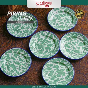 PROMO MURAH! Piring Ename 22CM Corak Loreng Blirik Vintage Jadul Serbaguna Multifungsi Aesthetic