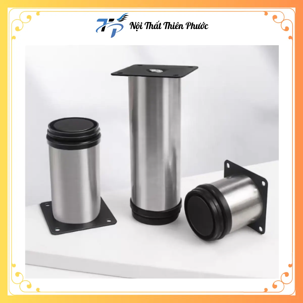 Chân Tăng Chỉnh INOX Kèm Đinh Vít, Chân Bàn Ghế INOX Chống Han Gỉ Kích Thước 8-15cm