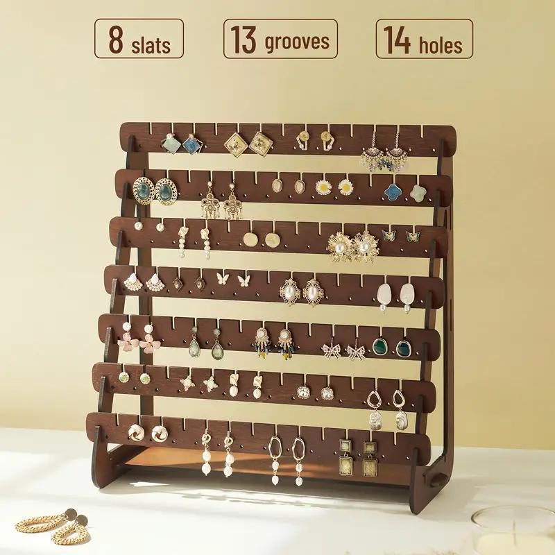 Product Introduction of Earring Display Stand, Wooden Earring Display Rack, Large Capacity Earring Storage Rack, Earring Organizer for Home & Jewelry Store 13