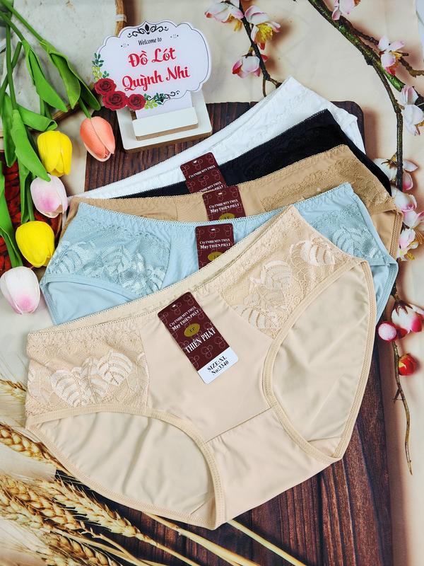 Combo 5 Và 10 Quần Lót Nữ Thun Lạnh Phối Ren Chất Mềm Mịn Thoáng Mát Thấm Hút Mồ Hôi Có 2 Size : 45 - 80 Kg [3340] Women 3