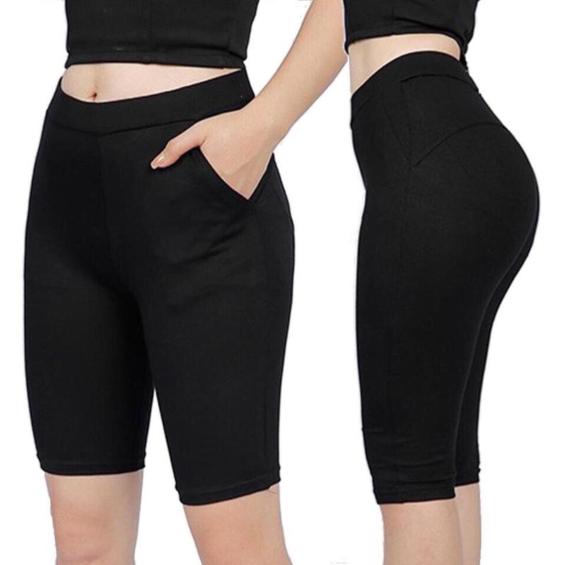 Quần Legging Cộc Trên Gối Chất Cotton Co Giãn Nâng V3 Có 2 Túi Trước, Quần Legging Ngố Đùi Thể Thao Sport Tập Thể Dục