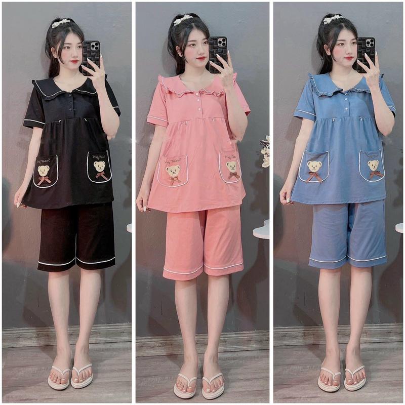 Bộ bầu - bộ sau sinh mặc nhà - ( Lửng - Túi Thêu Đầu Gấu ) - chất liệu Thun Cotton Mềm mát 7