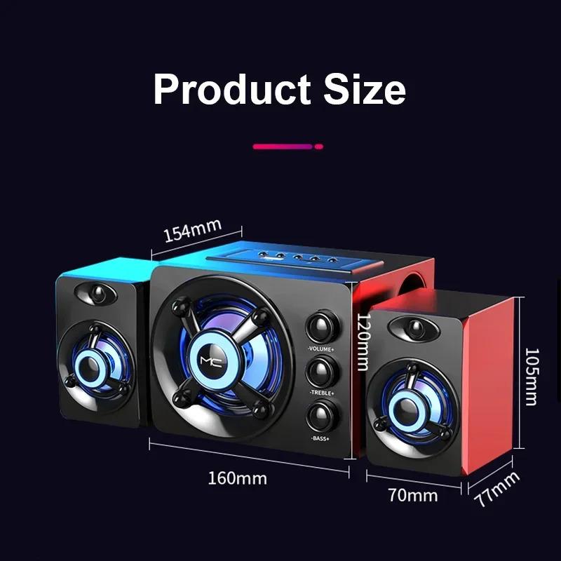 Loa âm thanh nổi 3D HIFI, đèn LED đầy màu sắc, âm trầm nặng, AUX, USB, có dây, âm thanh Bluetooth không dây, rạp hát gia đình, loa dạng thanh vòm, TV Củ Loa Nghe Nhạc 1