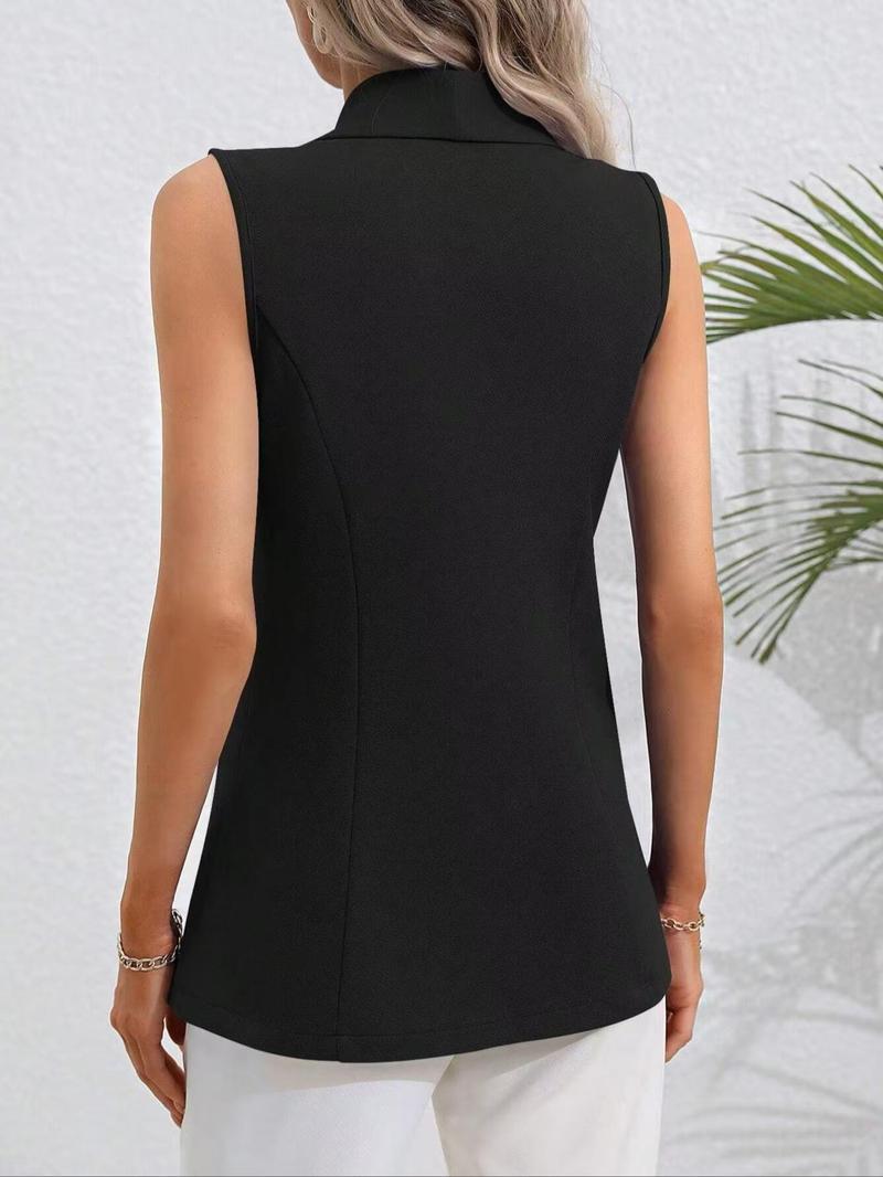 Product Introduction of Women's Solid Color Vest Blazer, Elegant Fashion Casual Sleeveless Vest Outerwear for Daily Outdoor Wear, Ladies Clothes for Summer 6