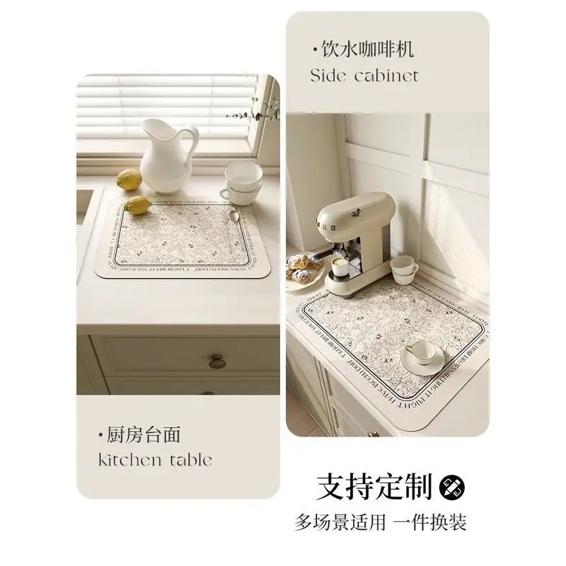 Thảm Diatom Ooze, INS, cho Bát và đĩa nhà bếp, Chống bỏng, Thấm hút, Tấm thoát nước, Thảm làm khô cốc, Tấm phủ Bàn, Thích hợp cho đầu bàn 4