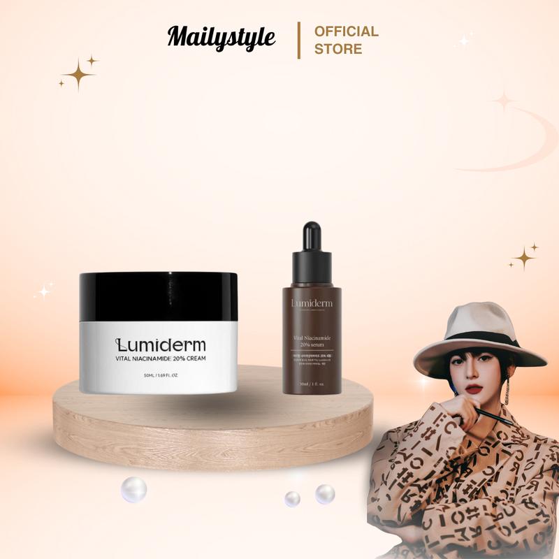 S04_ Combo 1 hũ Kem dưỡng Lumiderm vital niacinamide 20% cream 50ml VỎ TRẮNG Q96 + 1 lọ serum b3 niacinamide 20% Lumiderm E94