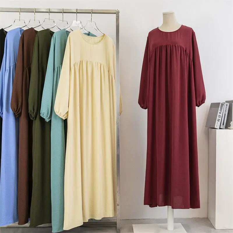 Abaya Loose Oversized Long Sleeves Suitable for Work and Study Daily Travel Solid Color Pullover Robe Dress Spring and Autumn Korean Style Plump Girls Overknee Dress Dress Casual Loose Baggy Lady Comfort Fitted Women abaya  dubai
