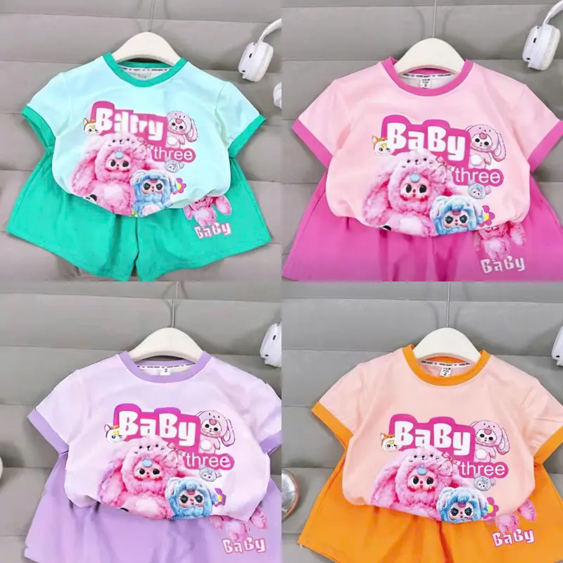 COMBO 4 Bộ Quần Áo trẻ em in hình babythree , Hình in 5D Hoạ Tiết Xinh Xắn Dành Cho Bé Gái 8 -43kg M07 1