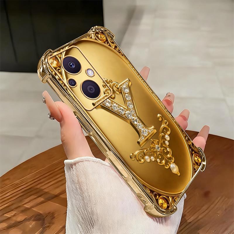 Cocok untuk casing ponsel OPPO Reno7 Z 5g Casing ponsel tahan benturan terbaru dengan bingkai emas dan motif huruf Prancis.-SJFS