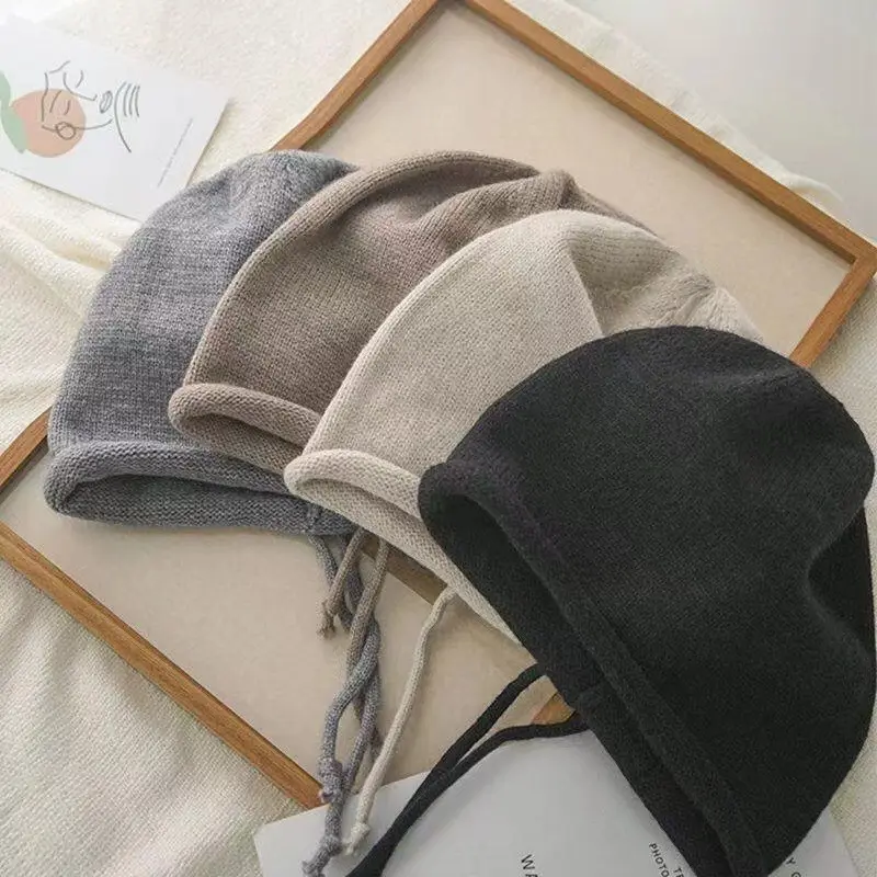 Mũ Dệt Kim, Dành Cho Trẻ Em, Thời Trang Thu / Đông Mới, Dễ Phối Đồ, Lười Biếng, Mũ Trùm Đầu Viền Cong, Nhìn Có Dây Rút, Thích Hợp Cho Khuôn Mặt Nhỏ, Mũ Xếp Chồng