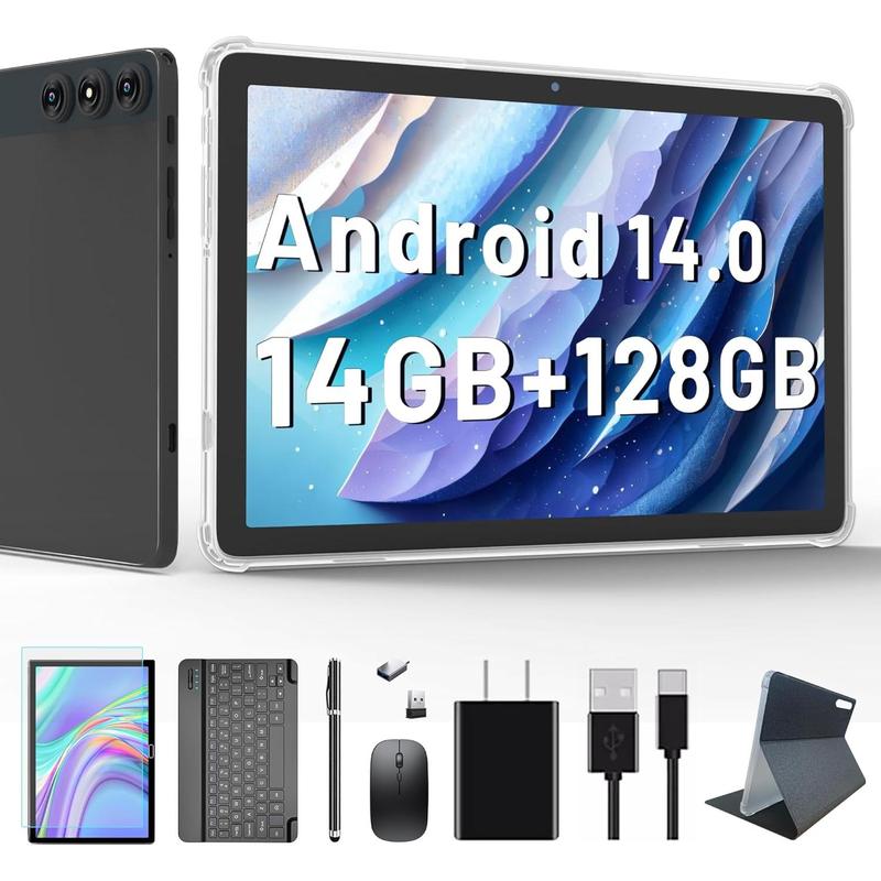 Android 14 Tablet, 2025 Tablet 10 inch 128GB Storage 1TB Expandable ...