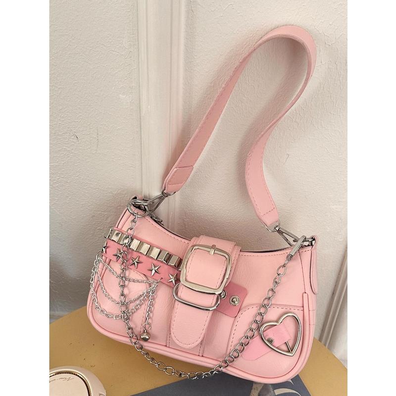 GJ 8231 Tas Bahu Wanita Kulit Tas Hp Ketiak Rantai Retro Pink - Shop ...