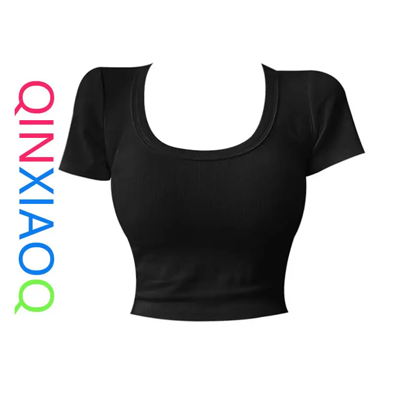Áo Phông Cropped Mỏng Vừa Vặn, Cô Gái Nóng Bỏng Phong Cách Dễ Thương Và Gợi Cảm, Cổ Chữ U, ngắn Tay Áo, Áo Lót Ren Ngắn Cho Nữ, Cỡ Nhỏ Áo Trắng Top Women