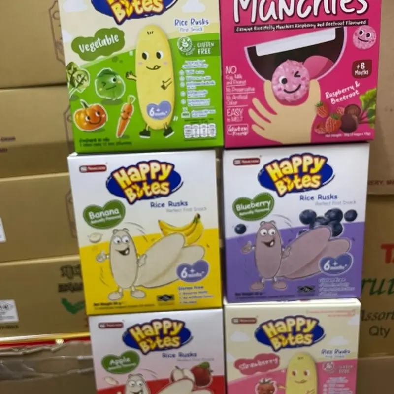 Bánh Gạo Ăn Dặm HAPPY BITES Cho Bé 3 Loại (Táo, Việt Quất, Chuối) 50g 0